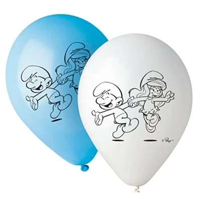 Afbeelding van 10 stuks latex ballonnen Smurfen Bedrukt