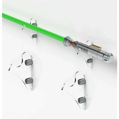 Afbeelding van WANLIAN Lightsaber Rack, wandgemonteerde lichtzwaardenrak, geschikt voor zwaarden, 1 paar lichtzwaarden (transparant)