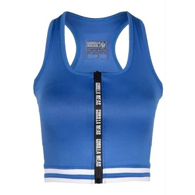 Afbeelding van Gorilla Wear MESA ZIP Front CROP Top, Dames, Maat: Medium, Blue