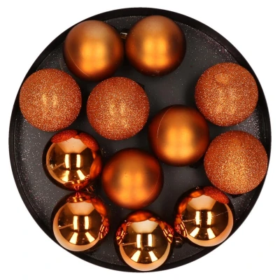 Afbeelding van Cosy &amp; Trendy Kerstballen 12 st oranje mat glans glitter