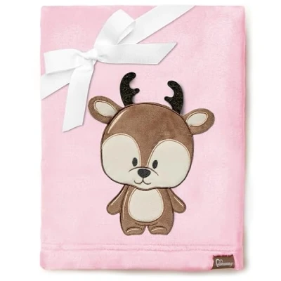 Afbeelding van Be Mammy Warme kinderdeken Knuffel Cadeau voor het kind met 3D applicatie BE20 168 (Poederroze Hert)