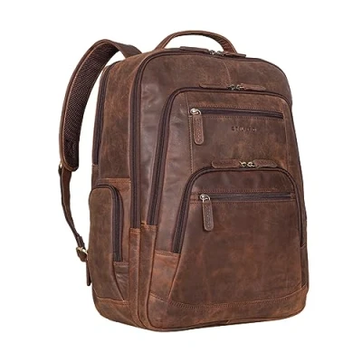 Afbeelding van STILORD &#039;Igor&#039; Leren Rugzak Grote Mannen en Vrouwen Laptop 18 Inches Zakelijke Reizen Leraren Tas, Kleur:zamora bruin
