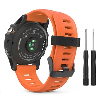 Afbeelding van MoKo Watch Band Compatible with Garmin Fenix 3, Soft Silicone Replacement Strap fit 6X/Fenix 6X Pro/Fenix 3/Fenix 3 HR/Fenix 5X/5X Plus/D2 Delta PX/Descent Mk1 ORANGE