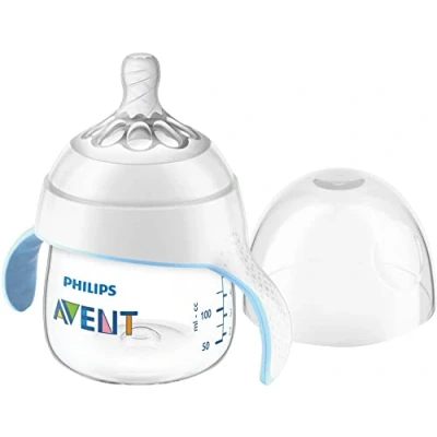 Afbeelding van Philips Avent Natural Oefenbeker 150 ml 4m+ Speen voor gemiddelde toevoer Ergonomische oefenhandvatten Antikrampjesventiel 1 stuk SCF262/06