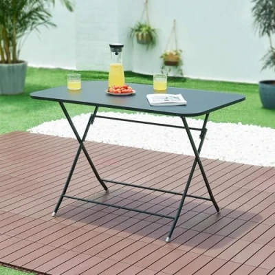 Afbeelding van Klaptafel Sande tuintafel metaal vierkant 71x110x70 cm zwart [en.casa]