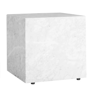 Afbeelding van Audo Copenhagen Plinth Cubic Bijzettafel 40x40 Carrara Marmer Wit