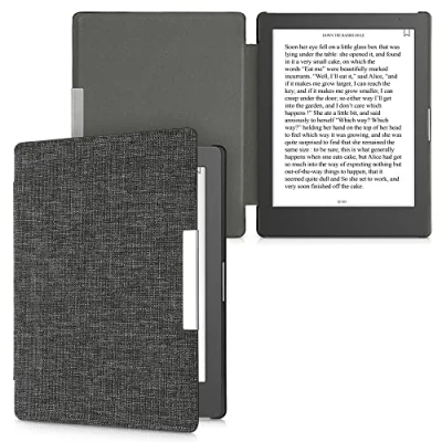 Afbeelding van kwmobile hoes compatibel met Kobo Aura Edition 1 Stoffen beschermhoes voor e reader in donkergrijs