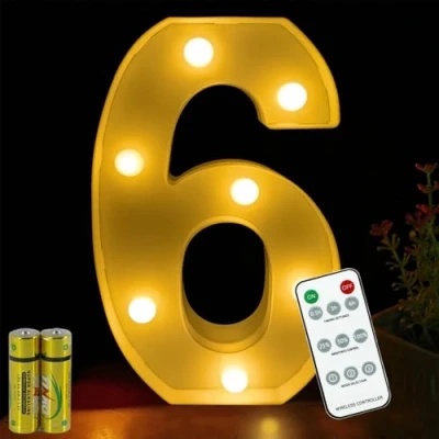 Afbeelding van HONPHIER LED Nummer Lichten Afstandsbediening Partytent Decoratie Oplichten Nummers Nachtlampje Verlichting Teken voor Home Party Bruiloft Verjaardag Decor Batterij Werkt (6)