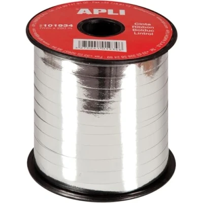 Afbeelding van Apli sierlint 7 mm x 250 m, zilver