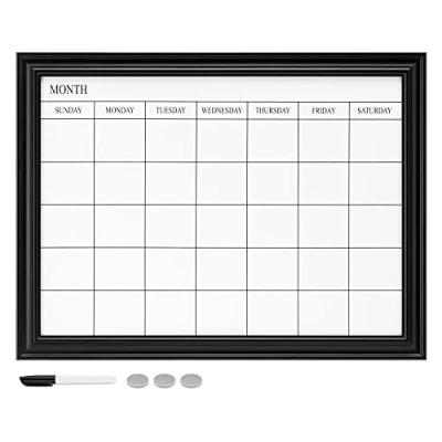 Afbeelding van Navaris magnetisch whiteboard met weekplanner Magneetbord inclusief marker en magneten 60 x 45 cm Memoboard voor 4 weken planning