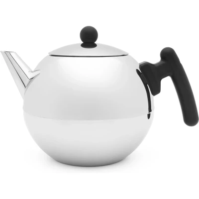 Afbeelding van Theepot Bredemeijer Bella Ronde Vlak Zwart Beslag 1,2 L
