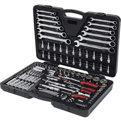 Afbeelding van KS Tools, Dopsleutel + dopmoer, 1/4&quot;+3/8&quot;+1/2&quot; CHROMEplus doppenset, 124 delen, glansverchroomd