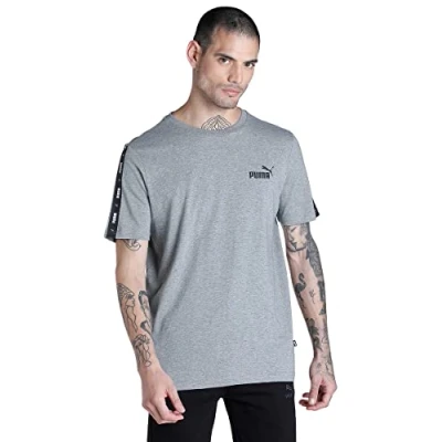 Afbeelding van Puma ESS TAPE Tshirt print, Heren, Maat: Large, Medium gray heather