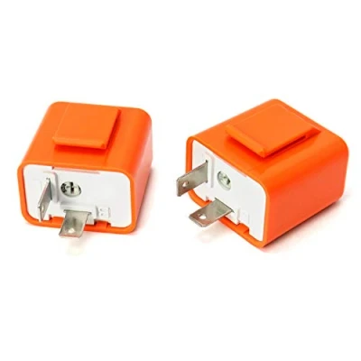 Afbeelding van QWORK motorfiets elektronisch richtingaanwijzer relais, verstelbare LED, 2 pins knipperlichtrelais voor oranje, 12V universeel, stuks