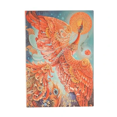 Afbeelding van Firebird (Birds of Happiness) Midi 12 month Day at a time Softcover Flexi Dayplanner 2025 (Elastic Band Closure): jeden dzień na stronie, zamykany gumkę, papier 80 gsm