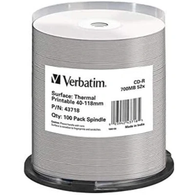 Afbeelding van Verbatim CD R AZO 700MB 52X SP THERMAL SURFACE Rohling