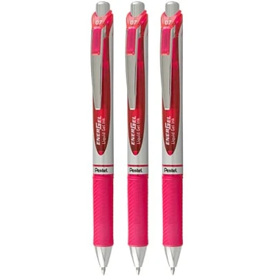 Afbeelding van Pentel EnerGel XM BL77 Intrekbare vloeibare gel inktpen 0,7 mm 54% gerecycled roze 3 stuks