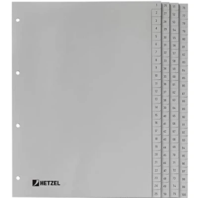 Afbeelding van HETZEL plastic tabbladen / 721308 A4 grijs polypropyleen 1 100.