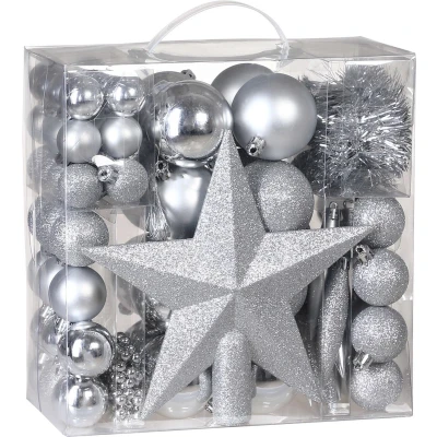 Afbeelding van Casaria Kerstballen 77 Stuks Zilver diameter 5 cm