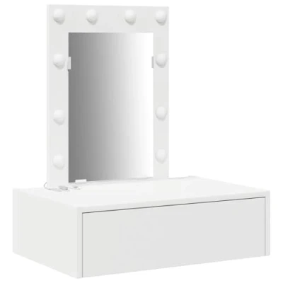 Afbeelding van vidaXL Wit MDF 60 x 40 70 cm Kaptafel Rechthoekig Modern Spiegel