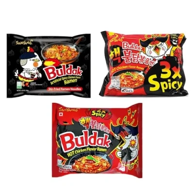 Afbeelding van Samyang 3x Buldak Ramen Hot Chicken &amp; 2 voudig Spicy 3 voudige Set Probeerpakket Stir Fry Noodles Gift (3 x 140 g)