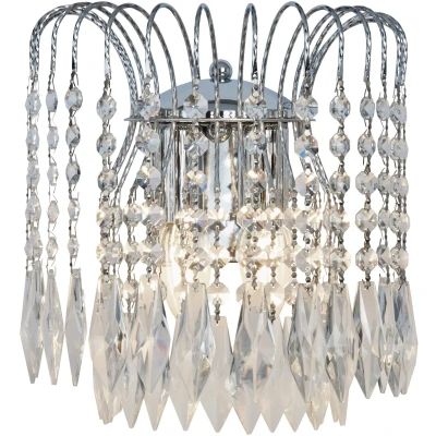 Afbeelding van Searchlight Waterfall Wandverlichting 25 X 26 Cm Chroom En Transparant