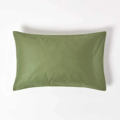 Afbeelding van Homescapes biologische kussensloop 48 x 74 cm mosgroen, 100% biologisch katoen
