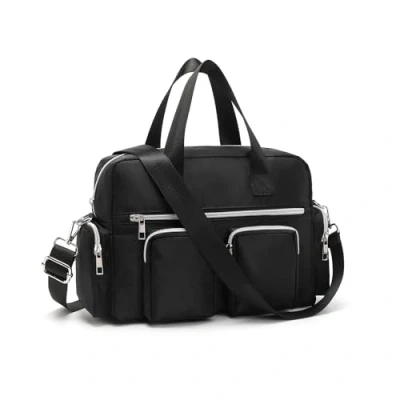 Afbeelding van KONO Lichte dameshandtas met bloemenpatroon, waterdichte hengseltas, grote schoudertas voor vrouwen, multifunctionele werk, shopper, reizen, Zuiver zwart
