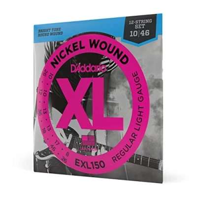 Afbeelding van D&#039;Addario Gitaar Snaren XL Nikkel Elektrische EXL150 Perfect Intonation, Consistent Feel, Betrouwbare Duurzaamheid Voor 6 snarige Gitaren 10 46 Regular Light 12 String