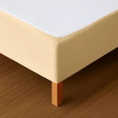 Afbeelding van Dahlica Bedrok, 160 x 200 cm, beige, zachte en rekbare stof, onberispelijk gemaakt, eenvoudig te installeren