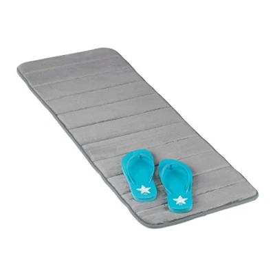 Afbeelding van Relaxdays badmat antislip badkamermat memory foam vloermat grijs loper badkamer 40x120cm