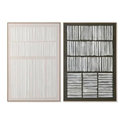 Afbeelding van Schilderij Home ESPRIT Wit Groen Beige Donker grijs polyestyreen Canvas Strepen Stads (2 Stuks)