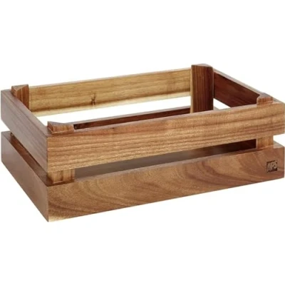 Afbeelding van APS houten kist SUPERBOX , kist, wijnkist, buffetkist, deco opbergkist, meubelkist, 29 x 18,5 cm, H: 10,5 acaciahout, geschikt voor GN 1/4