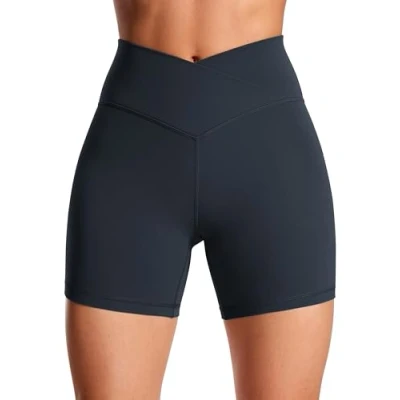 Afbeelding van CRZ Yoga Womens Butterluxe Crossover Biker Shorts 5&#039;&#039; Criss Cross High Waisted Workout Buttery Soft echte marine M