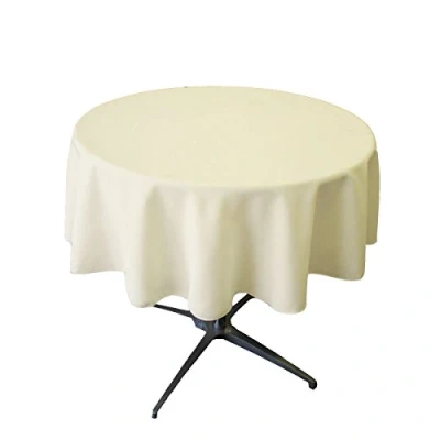 Afbeelding van LA Linen Polyester Poplin rond tafelkleed, 147,3 cm (58 inch), ivoor