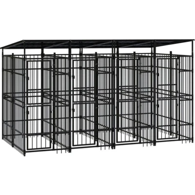 Afbeelding van vidaXL Hondenkennel met dak 7,37 m² staal