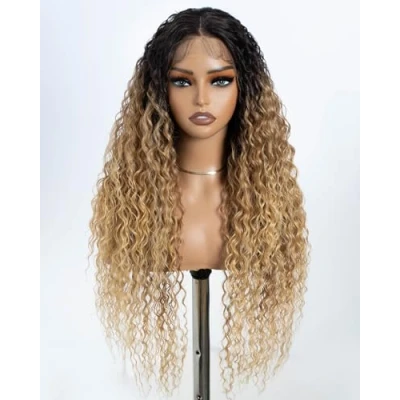 Afbeelding van Style Icon pruiken met kant aan de voorkant, 71 cm, krullend, synthetische voor vrouwen, diep middendeel, babyhaar, hittebestendige vezels, kanten front