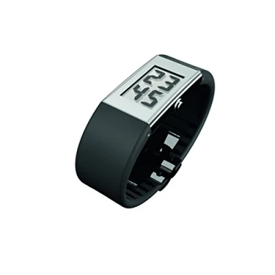 Afbeelding van Rosendahl Digitaal polshorloge van Japans kwarts, lcd uurwerk voor dames, met klittenband, zwart, 43124, Gespiegelde wijzerplaat zwarte cijfers/zwart, Armband