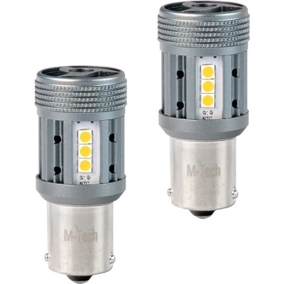 Afbeelding van BA15S 1156 autolamp set 2 stuks amber/oranje PY21W 7510 2x 12 SMD LED CANBUS 12V &amp; 24V DC