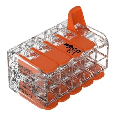 Afbeelding van WAGO Verbindingsklemmen 221 420 10 geleiders, tot 4 mm², compacte kabelconnector met hendels voor alle soorten geleiders wereldwijd, bevestigde gebruiksveiligheid, 5 stuks