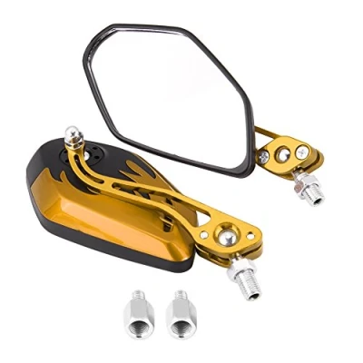 Afbeelding van Keenso 2 stuks zijspiegels voor motorfiets, achteruitkijkspiegel, stuuruiteinde, universeel, van aluminiumlegering (geel)