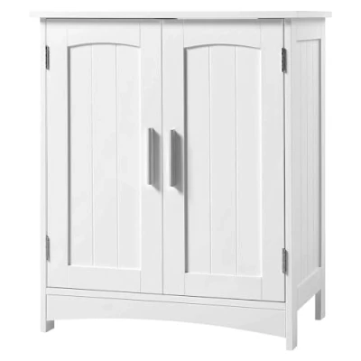 Afbeelding van EUGAD Wastafelonderkast, onderkast, badkamerkast, badkamerkast met 2 deuren, verstelbare plank, vrijstaand, modern, 50 x 60 30 cm, wit