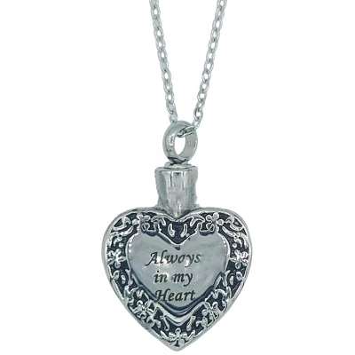 Afbeelding van Ketting met Ashanger Hart tekst &quot;always in my heart&quot; Edelstaal Lengte 50 cm