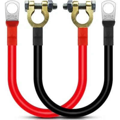 Afbeelding van HuaLiSiJi Accu omvormkabel, 25 mm², 3 AWG, accuklemmen met kabel, 12 V, 24 SC25 8, voor auto&#039;s, schepen, zonne energie, campers, motorfietsen, grasmaaiers, omvormer, 30 cm