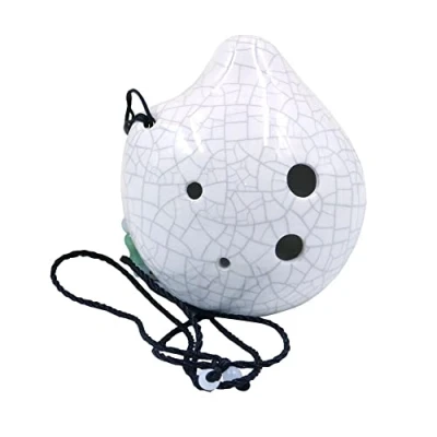 Afbeelding van Alnicov 6 Hole Ocarina,Wijnflesstijl Alto C Ocarina,Ice Crack Geglazuurd Craft Wit