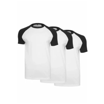 Afbeelding van Build Your Brand Heren Raglan Contrast Tee 3 pack T shirt, wit/zwart, 3XL