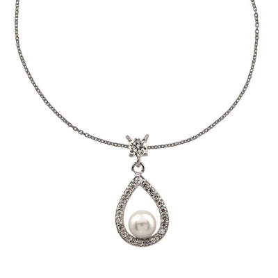 Afbeelding van Diamonfire Zilveren collier met hanger 45 cm Bridal Zirkonia Parel Druppel