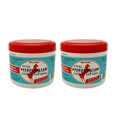 Afbeelding van 2x 500ml BIO vital paardenbalsem Gel groen met eucalyptusolie, paardenzalf, paardengel, verfrist, ontspannen en koelt. Werkt vitaliserend