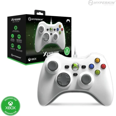 Afbeelding van Hyperkin Xenon Wired Controller White Officially licensed Xbox 360 replica for use with Series XS, One, Windows 1011, PC, Video Game Controller, 3.5MM Audio Jack, Impulse Triggers, Plug and Play Gaming Gamepad