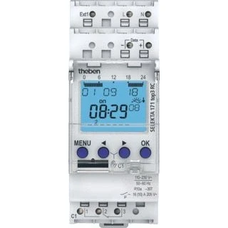Afbeelding van Theben schakelklok din rail 1x wisselcontact 16a 2 mod 110 240v ac ip20 hxbxd 128x35x60mm 1710330